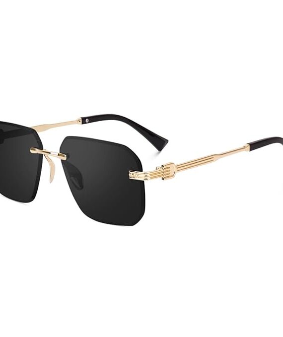 UV Protected Square Rimless Sunglasses for Men and Women