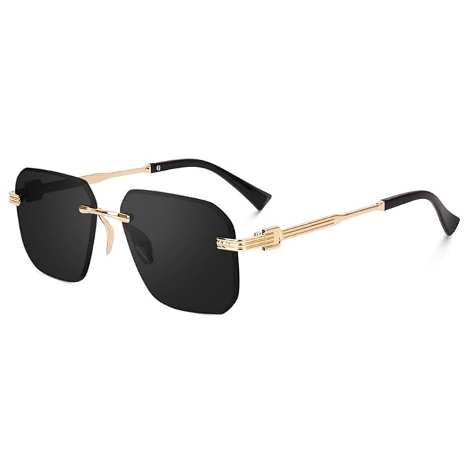 UV Protected Square Rimless Sunglasses for Men and Women